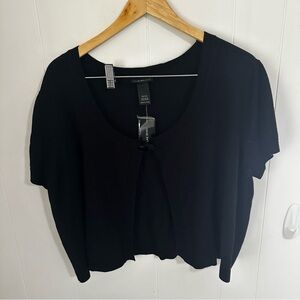Lane Bryant Black Crop One Button Cardigan